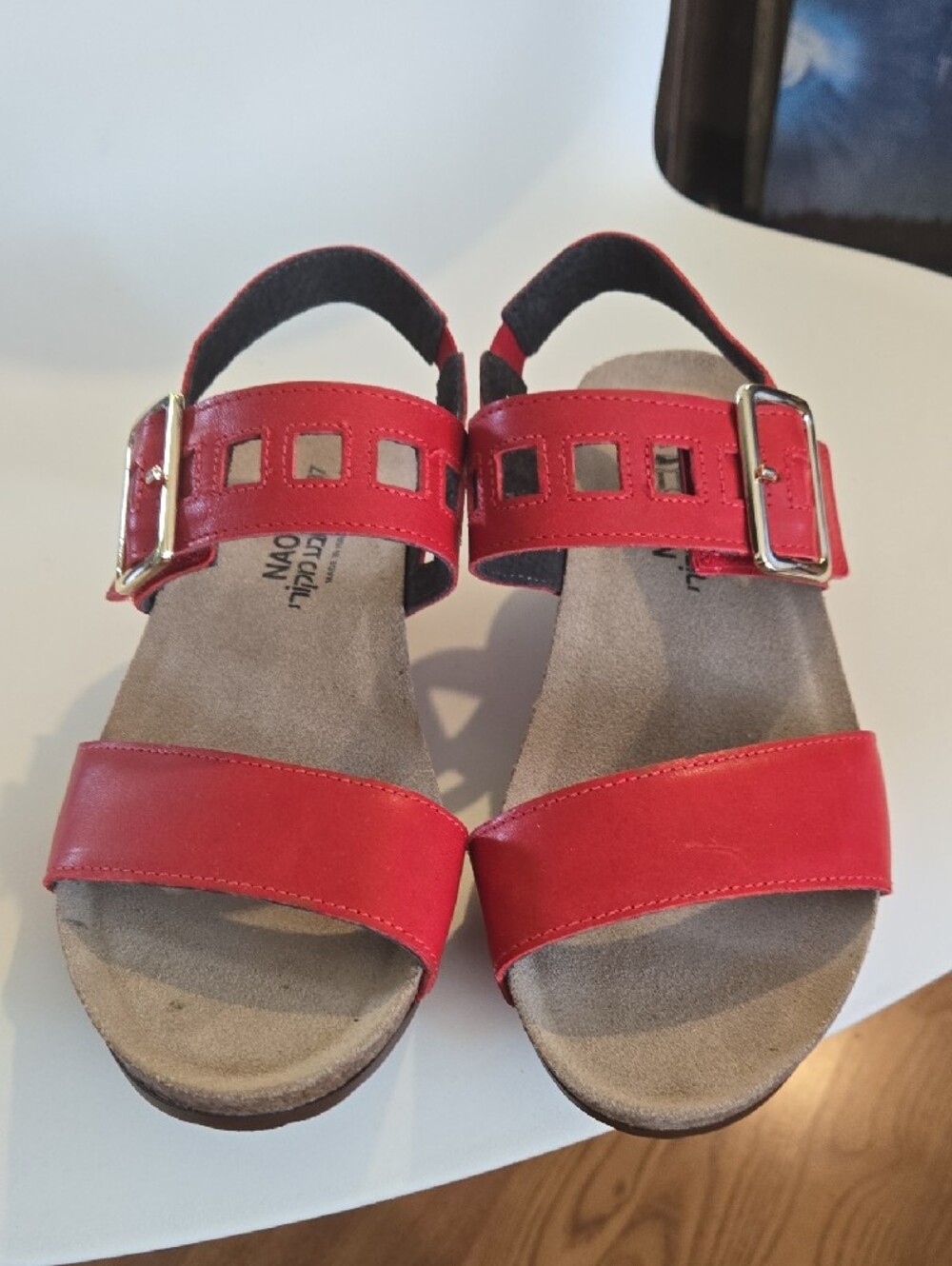 Naot Red Leather Double-Strap Sandals Size 37